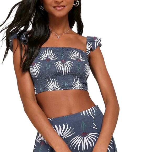 Lulus Trancoso Dusty Blue Floral Print Two-Piece Maxi Dress - XS - Picture 3 of 6